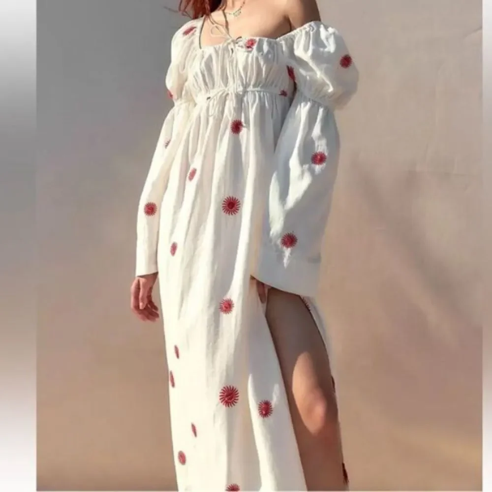 Free People Emory Embroidered Midi Mxi Dress size S